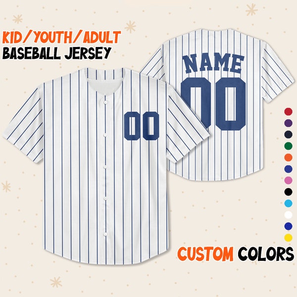 Custom Pinstripe Baseball Jersey Sports Team Personalized Baseball Jersey Shirt, Baseball Jersey Uniform For Baseball Fans Baseball Lovers