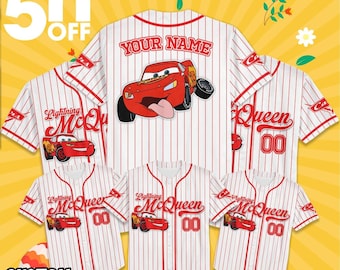 Custom Disney Cars Lightning McQueen Baseball, Custom Cars Baseball Jersey Team, Personalized Disney Baseball Team Outfit, Cars Land Tee