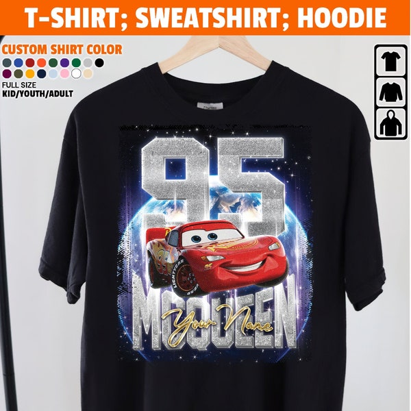 Custom Vintage McQueen Lightning 95 Unisex T-Shirt, Sweatshirt, Hoodie, Rusteze cars Piston Cup shirt, Pixar Cars Shirt WDW Family Vacation
