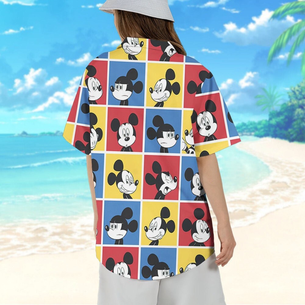 Disney Mickey Mouse Vintage Pop Art Emotion Shirt, Hawaii Shorts, Mickey Aloha