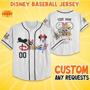 Personalize Disney Trip Minnie Mouse, Custom Disneyland Jersey, Baseball Team, Mickey Mouse Birthday, Gift for Disney Fans