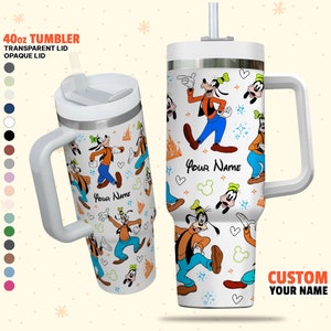 Custom Disney Friends Goofy Colorful Tumbler, Disney Characters 40oz Tumbler, Personalized Tumbler with Handle Tumblers