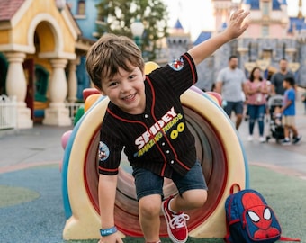 Personalized Spidey and His Amazing Friends Baseball Jersey Custom Spider-Man Shirt Kids Youth Adult 2026 Disney Trip Birthday Boy Gift