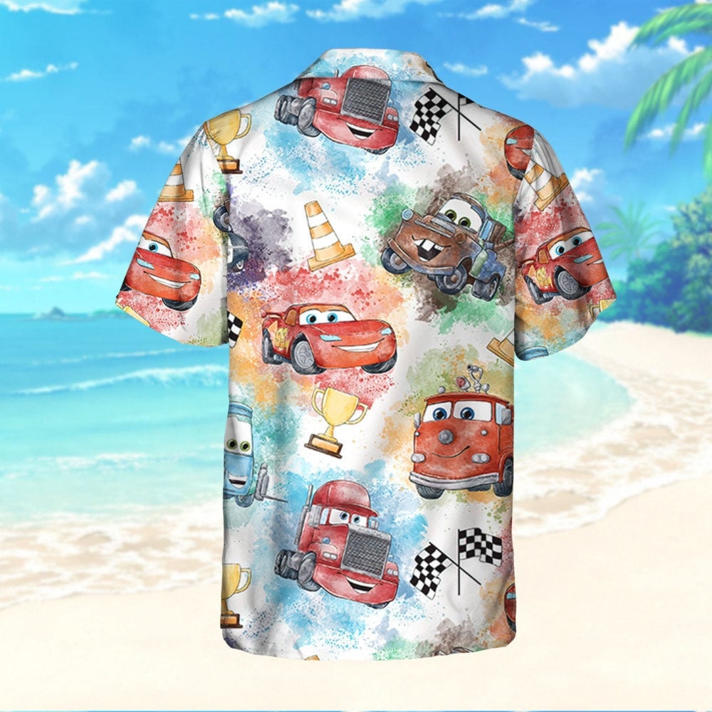 Disney Car Lightning Mcqueen Watercolor Seamless, Cars Hawaii Shirt and Shorts