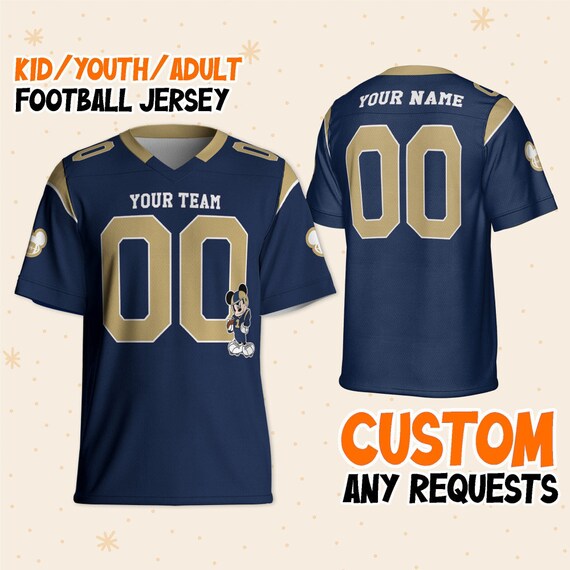 Custom Disney Mickey Super Star Ram Sport Navy Football Magic Kingdom Cartoon Characters Football Jersey Birthday Gift for Kids Adult Etsy