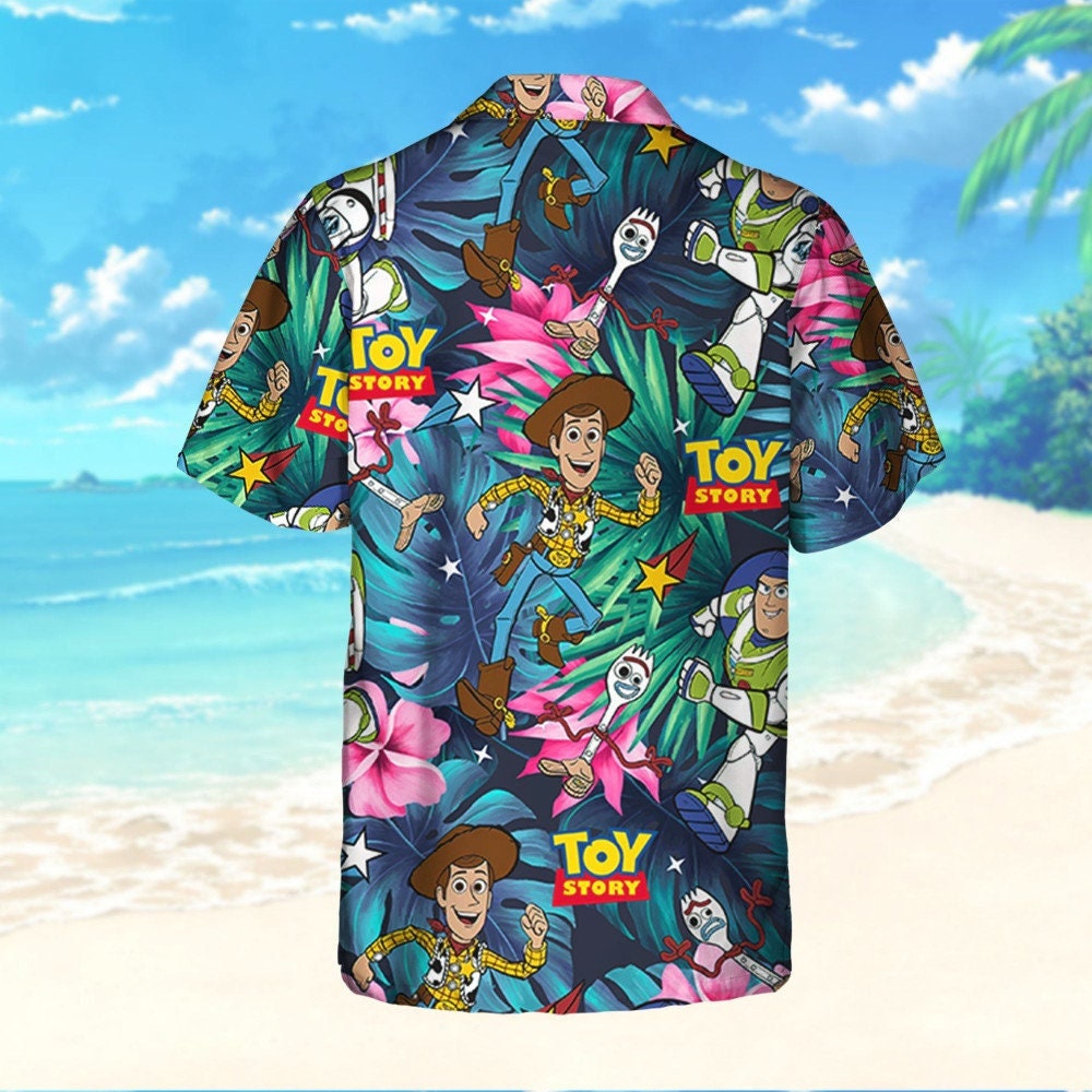Disney Toy Story Woody Buzz Lightyear Forky Tropical Pattern Hawaii Shirt and Shorts