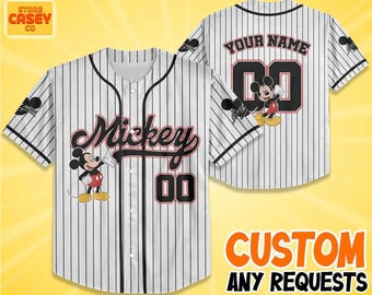 Spersonalizuj Myszkę Miki Disneya, prostą koszulkę Disneyland, drużynę baseballową, urodziny Myszki Miki, prezent dla fanów Disneya