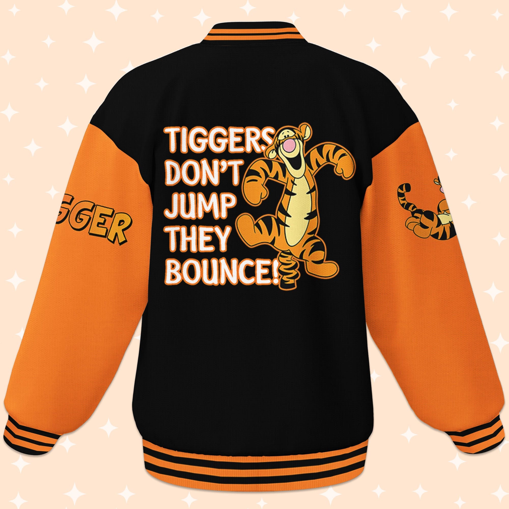 Personalize Winnie The Pooh Tiggers Don't Jump They Bounce Black, Custom Baseball Jackets