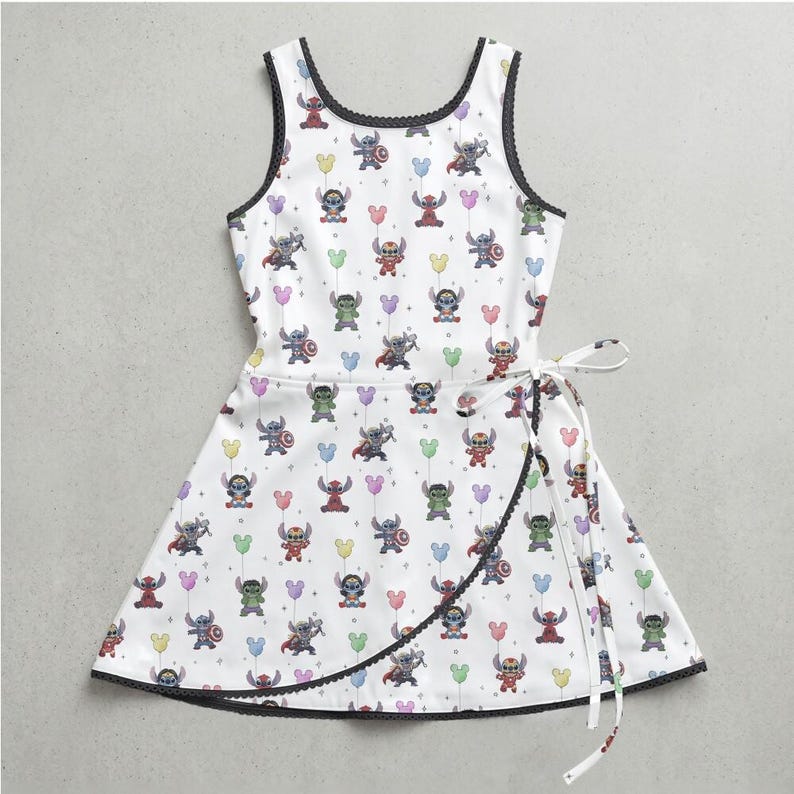 Vestido deportivo con globos de superhéroe Stitch de Marvel, conjunto de los Vengadores para niños, regalo de cumpleaños para las vacaciones de verano de la maratón RunDisney Kids 2026 imagen 2