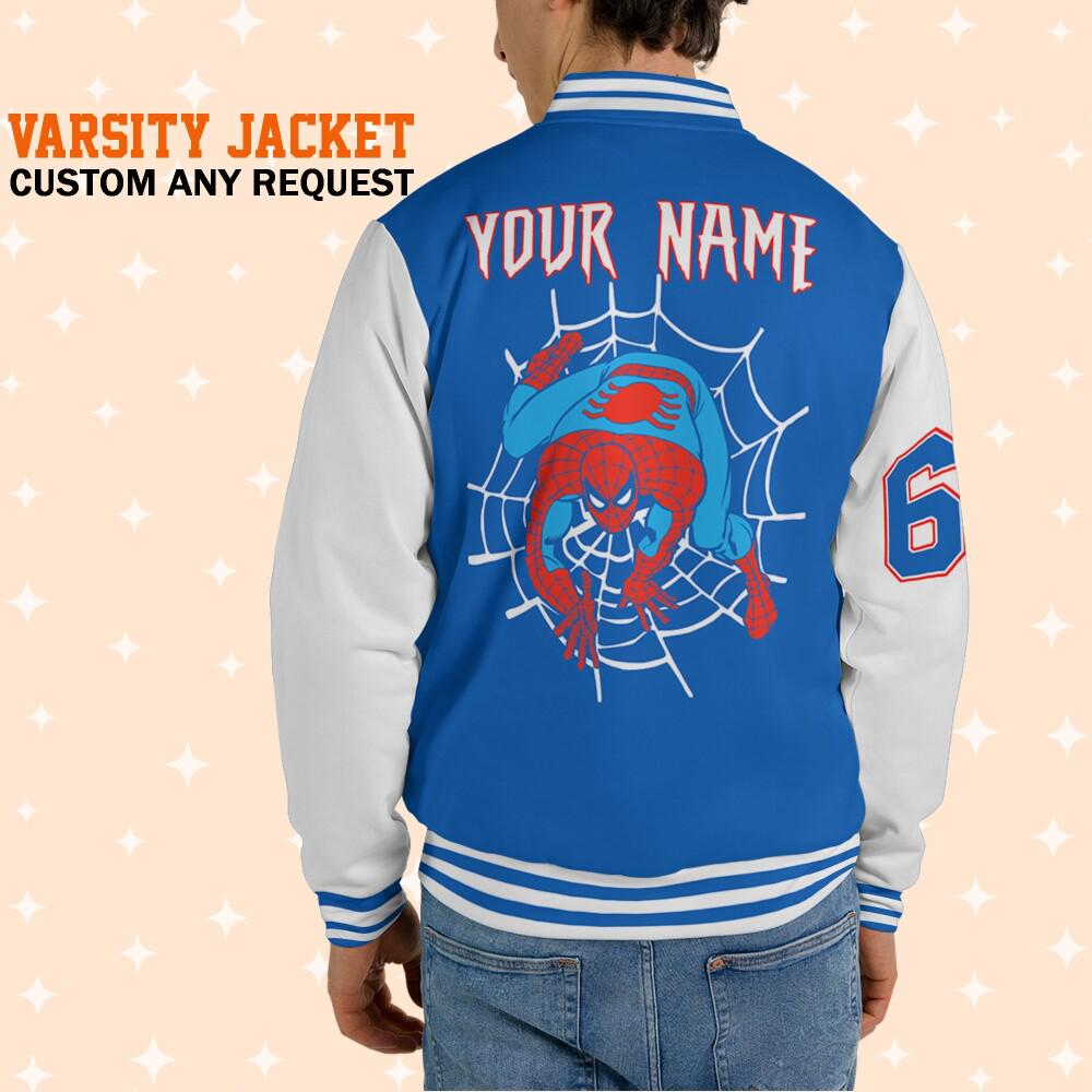 Discover Custom Disney Spider Man Blue Varsity Jacket, Personalized Disney Jacket