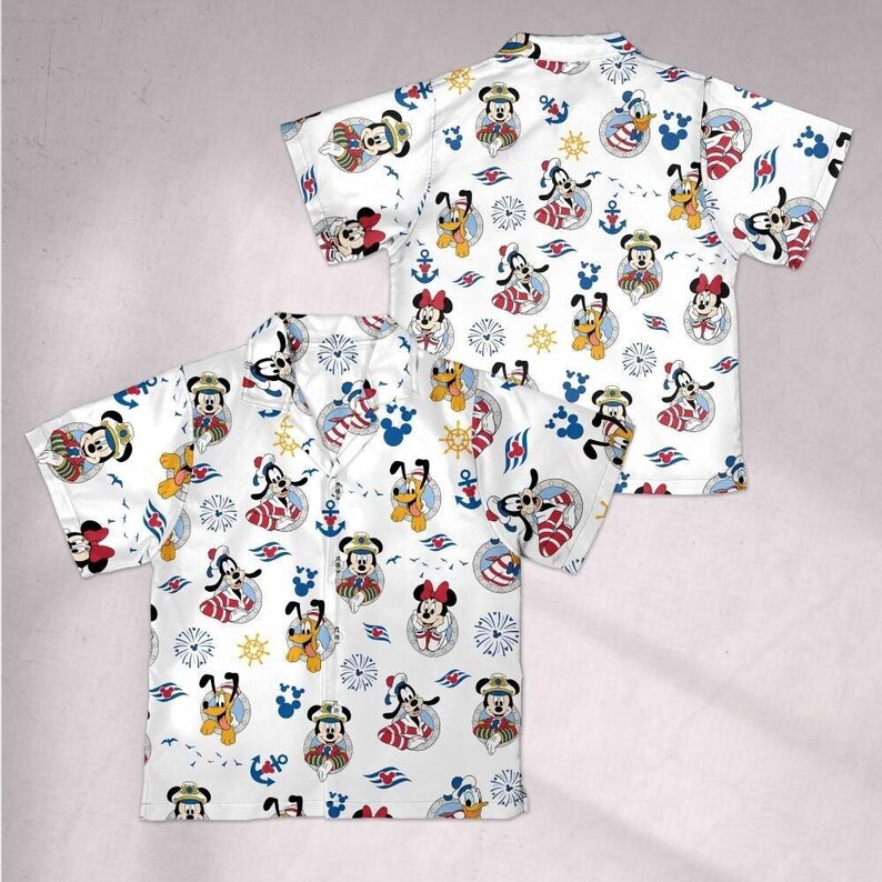 Nautical Disney Cruise Hawaiian Shirt and Shorts Set, Mickey Minnie Sailor Family Matching Outfits, DCL Summer Vacation Wear 2026 image 3