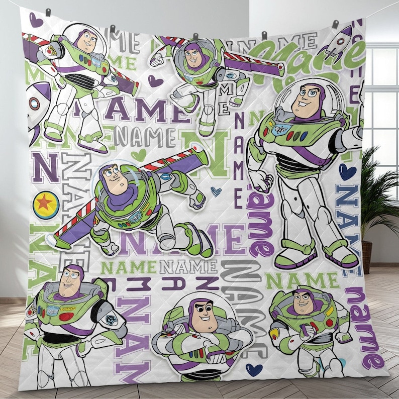 Manta personalizada de Buzz Lightyear de Toy Story de Disney, manta con nombre personalizado, manta personalizada con personajes de Toy Story, regalos de cumpleaños de Toy Story imagen 4
