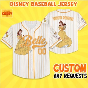 Custom Disney Princess Belle Beauty and the Beast Simple, Custom Kid Youth Adult Disney Baseball Jersey, Disney Princess Girl Trip Matching