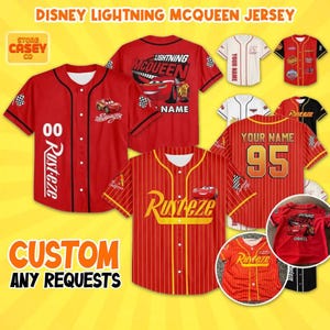 Custom Cars Lightning Mcqueen Baseball Jersey Team, Collection Choose Style, Personalized Jersey, Disney Baseball Team Outfit, Gift for Kids