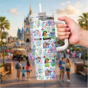 Radiant Vacation Tumbler, Lilo Stitch Personalized Tumbler, Custom Name Tumbler with Straw, Insulated Cup Travel Mug, Disney Cruise 2026 Gif image 5