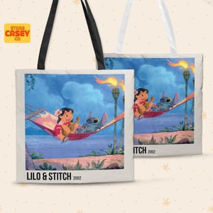 Lilo And Stitch Vintage Cute Canvas Tote Bag for Women – Aesthetic Reusable Shopping Bag for Travel, Gifts, and Everyday Use