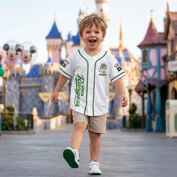Personalized Buzz Lightyear Baseball Jersey Custom Space Rangers White Shirt, Toy Story Birthday Boy Gift, Kids Disney Vacation 2026 Top