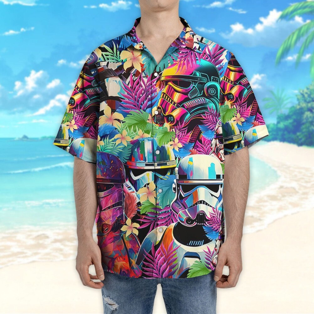 Star Wars Colorfull Floral Stormtrooper Artwork Hawaiian Shirt and Shorts