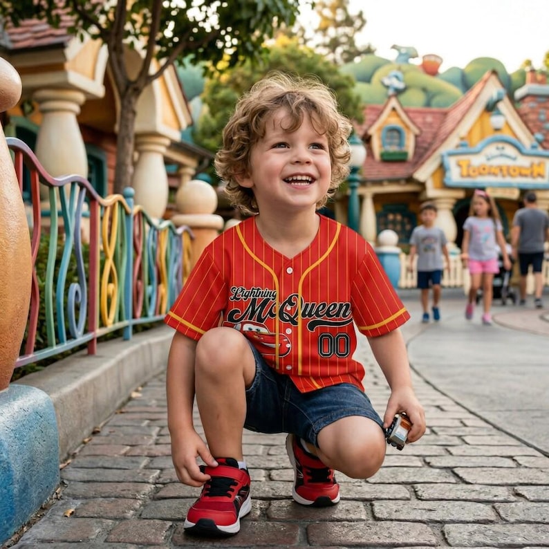 Camiseta de béisbol personalizada de Lightning McQueen para cumpleaños, Día del Padre, Vacaciones de Verano 2026, Camiseta a juego para toda la familia imagen 1