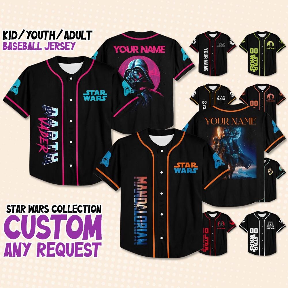 Custom Star Wars Disney Baseball Jersey Team, Collection Matching Baseball Outfit, Choose Style, Gift for Star Wars Fans, Disneyland Jersey