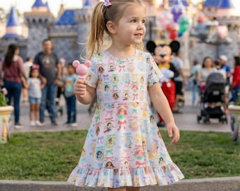 Espejo de princesa, regalo de cumpleaños, Día de la Madre, Disney 70 aniversario 2026, vestido con volantes en el bajo para niñas pequeñas, ropa infantil