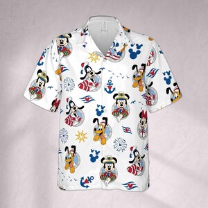 Nautical Disney Cruise Hawaiian Shirt and Shorts Set, Mickey Minnie Sailor Family Matching Outfits, DCL Summer Vacation Wear 2026 image 2