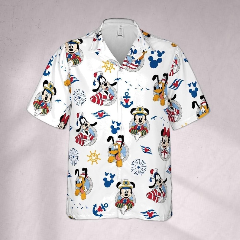 Nautical Disney Cruise Hawaiian Shirt and Shorts Set, Mickey Minnie Sailor Family Matching Outfits, DCL Summer Vacation Wear 2026 image 2