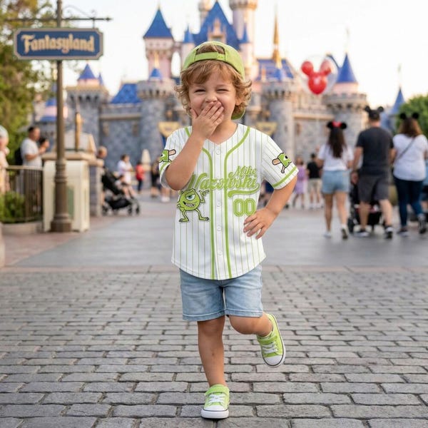 Custom Disney Monster Inc Mike Wazowski Baseball, Custom Kids Youth Adult Disney Baseball Jersey Sports Gift For Fans Disney Family Matching