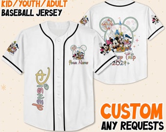 Personalize Disney Mickey And Friends Disney Trip 2024 Funny Jersey, Custom Name Custom Kids, Youth, Adult Disney Baseball Jersey Disney Fan