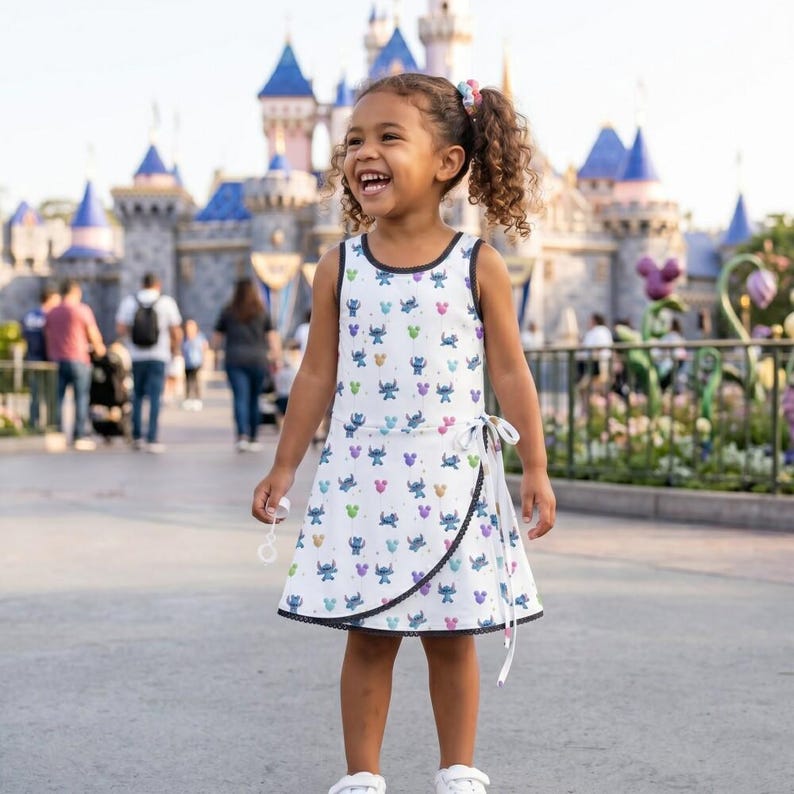Majestic Stitch Bubblegum Balloon Activewear Dress, Hawaiian Kids Outfit, RunDisney 2026 Disney Cruise Hawaii Vacation Birthday Gift Set image 1