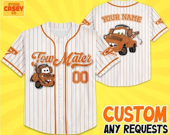 Custom Disney Cars Lightning Tow Mater Baseball, Custom Cars Baseball Jersey Team, Personalized Disney Baseball Team Outfit, Cars Land Tee