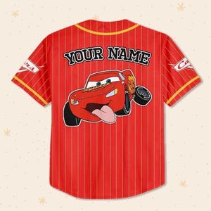 Camiseta de béisbol personalizada de Lightning McQueen para cumpleaños, Día del Padre, Vacaciones de Verano 2026, Camiseta a juego para toda la familia imagen 4