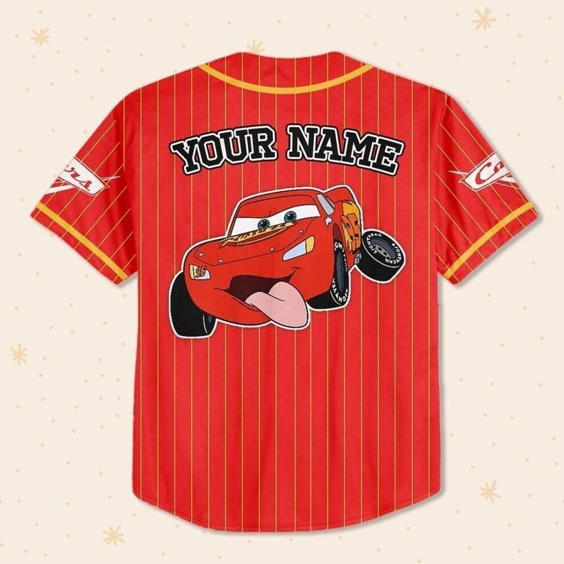 Camiseta de béisbol personalizada de Lightning McQueen para cumpleaños, Día del Padre, Vacaciones de Verano 2026, Camiseta a juego para toda la familia imagen 4