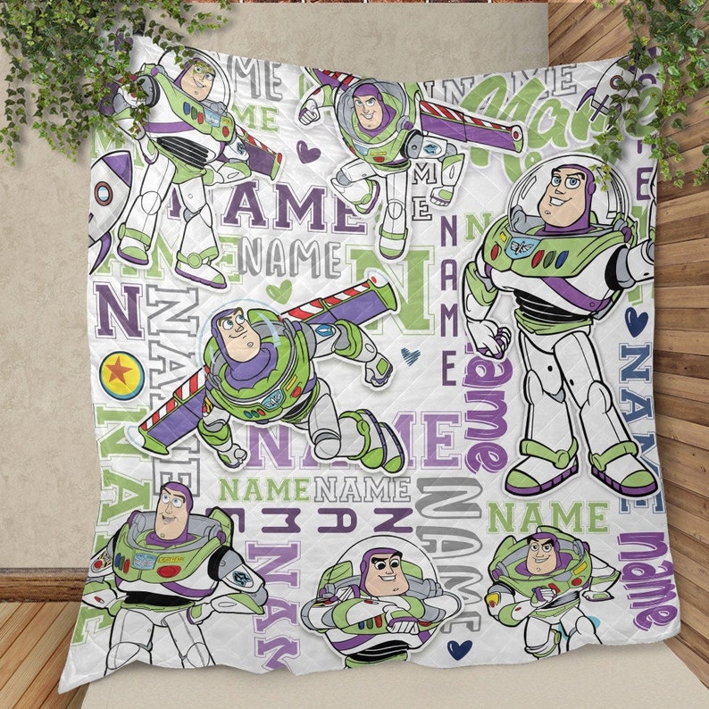 Manta personalizada de Buzz Lightyear de Toy Story de Disney, manta con nombre personalizado, manta personalizada con personajes de Toy Story, regalos de cumpleaños de Toy Story imagen 3