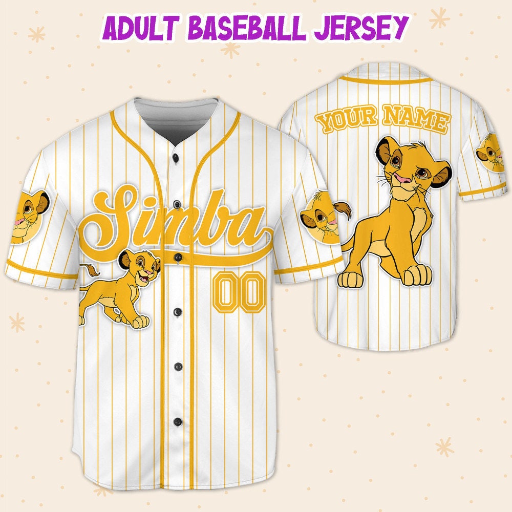 Custom Disney The Lion King Simba Simple Stripe Baseball Jersey