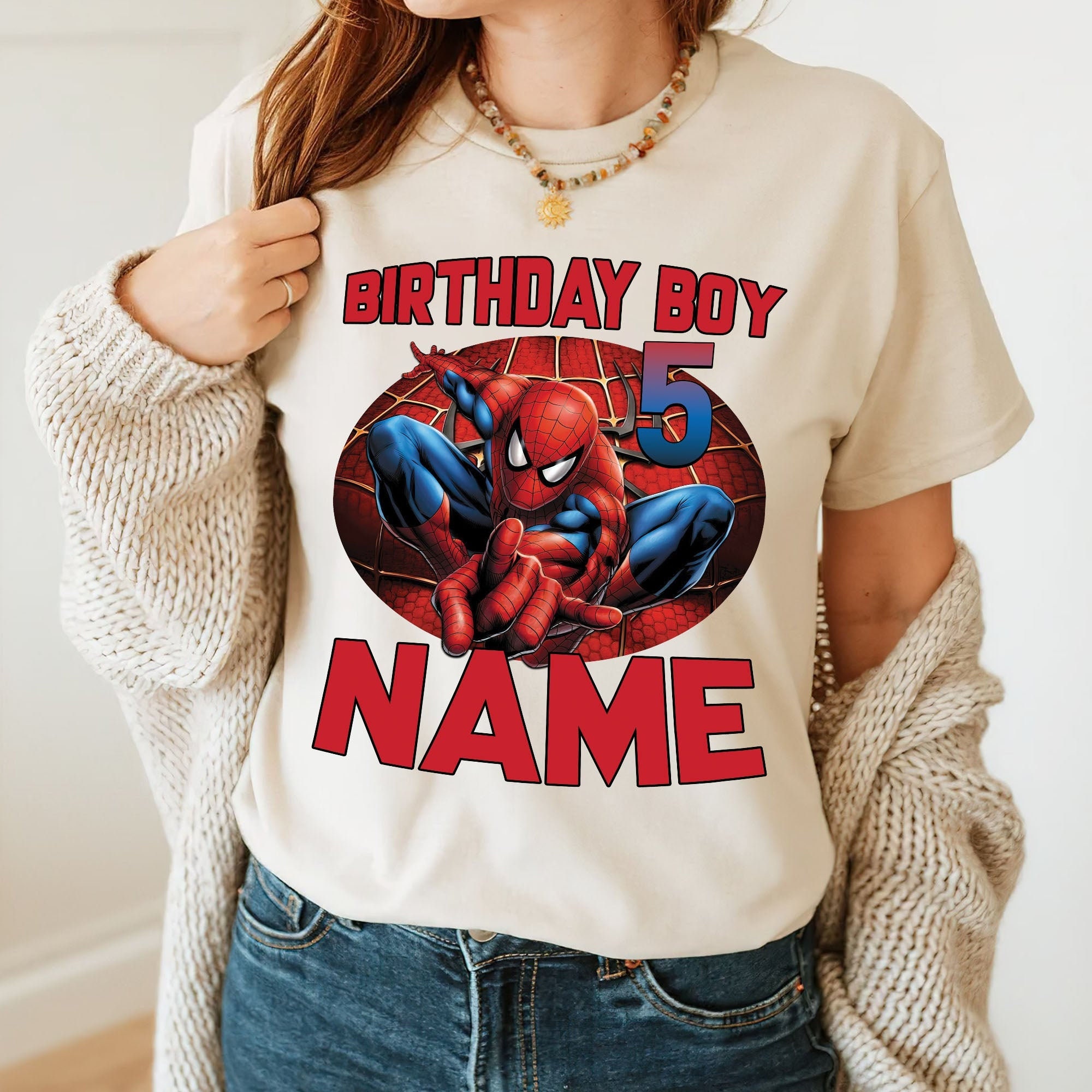 Personalize Disney Spiderman Birthday Age And Name Unisex T-Shirt