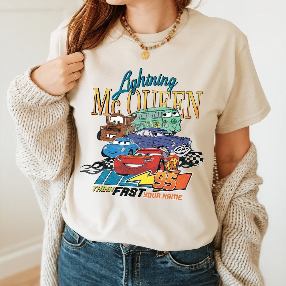 Custom Retro Lightning Mcqueen Piston Cup Unisex T-Shirt, Disney Cars Shirt