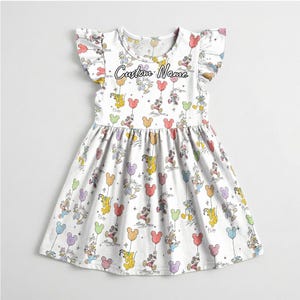 Personalized Disney Mickey Mouse Balloons Mom Daughter Matching Dress Set Custom Name, Magical Rainbow Ruffle Girls Crossback Women, Disney image 2