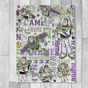 Manta personalizada de Buzz Lightyear de Toy Story de Disney, manta con nombre personalizado, manta personalizada con personajes de Toy Story, regalos de cumpleaños de Toy Story imagen 2