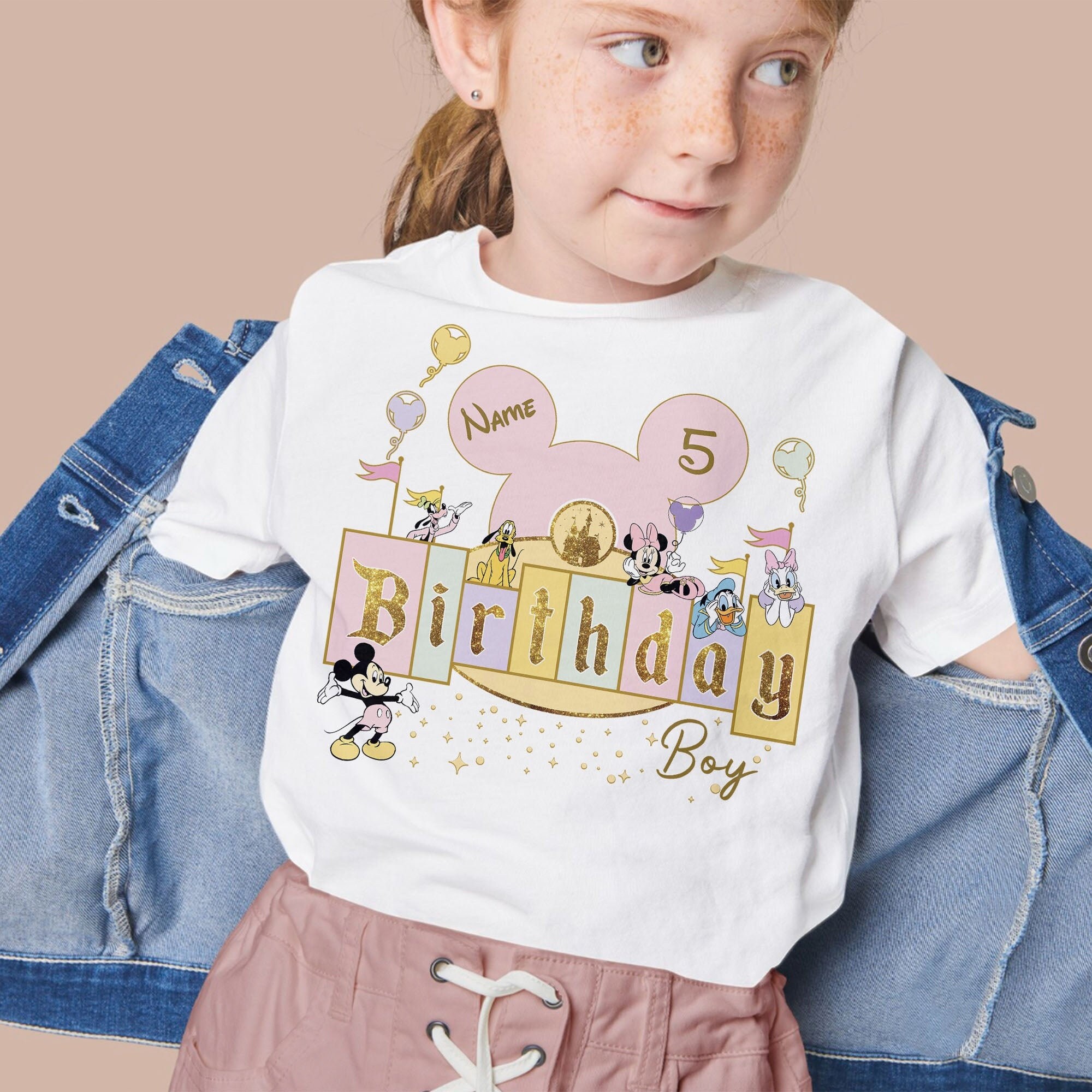 Personalize Disney Birthday Boy Disneyland Characters Unisex T-Shirt