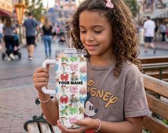 Vrolijke gepersonaliseerde beker, Toy Story aangepaste naambeker met rietje, geïsoleerde beker reismok, verjaardagscadeau meisje magische outfit reis 20