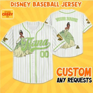 Custom Disney Princess Tiana Princess and the Frog Simple, Custom Kid Youth Adult Disney Baseball Jersey Disney Characters Disney Girl Trip
