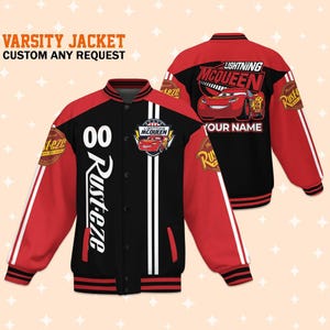 Custom Cars McQueen Best Racer Varsity Jacket, Adult Varsity Jacket, Personalized Disney Jacket,Baseball Team Outfit, Disney Uniform Varsity
