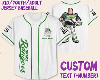 Personalize Buzz Lightyear Space Buzz Green White dark Custom Kids, Youth, Adult 3D Disney Baseball Jersey Outfits Cute Gift For Fans Disney