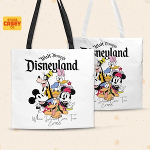 Disneyland Dream Come True Tote Bag –  Cute Travel Bag for Disneyland Trip, Canvas Tote with Pocket, Gift for Disney Lovers, Gift for her
