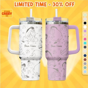 イーヨー＆くまのプーさん ディズニータンブラー 40オンス - ディズニーランド用刻印入りトラベルカップ、彼女へのカスタムギフト、ステンレススチール製断熱カップ