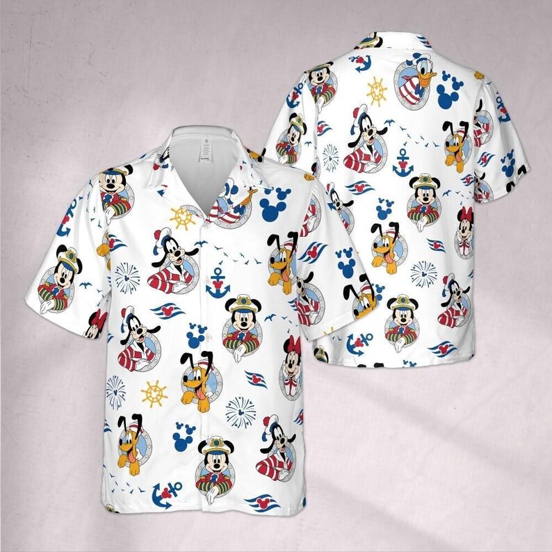 Nautical Disney Cruise Hawaiian Shirt and Shorts Set, Mickey Minnie Sailor Family Matching Outfits, DCL Summer Vacation Wear 2026 image 4