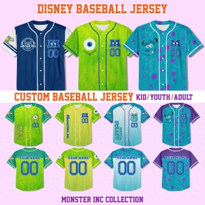 Custom Monster Inc Collections Baseball Jersey Team, Disney Jersey, Matching Baseball Team Outfit, Gift for Disney Fans, Monster Inc Jersey