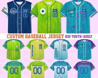 Custom Monster Inc Collections Baseball Jersey Team, Disney Jersey, Matching Baseball Team Outfit, Gift for Disney Fans, Monster Inc Jersey