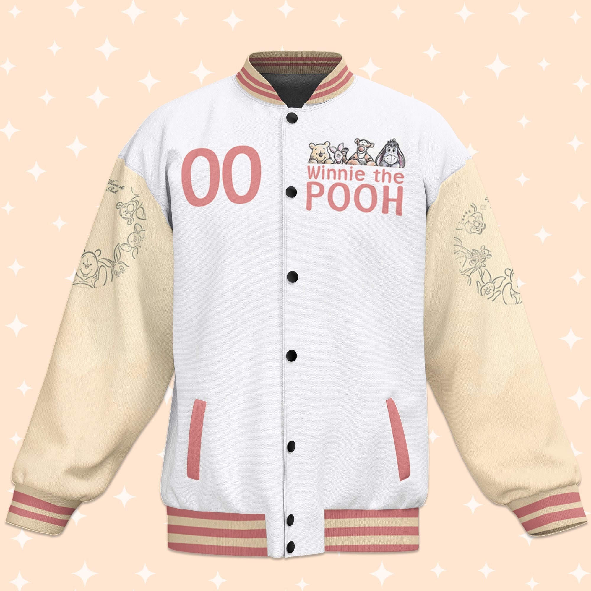 Custom Team Winnie the Pooh White Baseball Jackets, Baseball Team Outfit